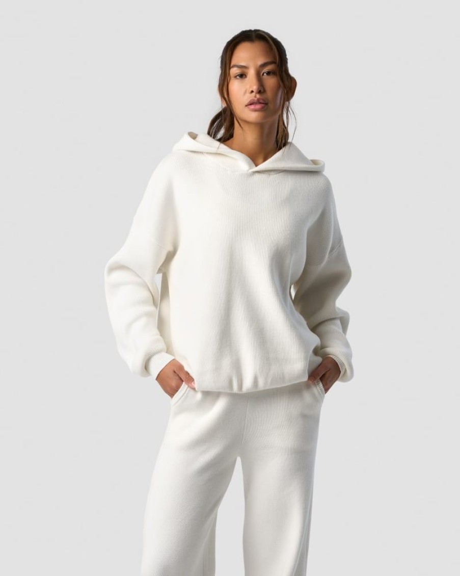 Naiset ICIW Pitkahihaiset Paidat | Soft Knit Oversized Hoodie White