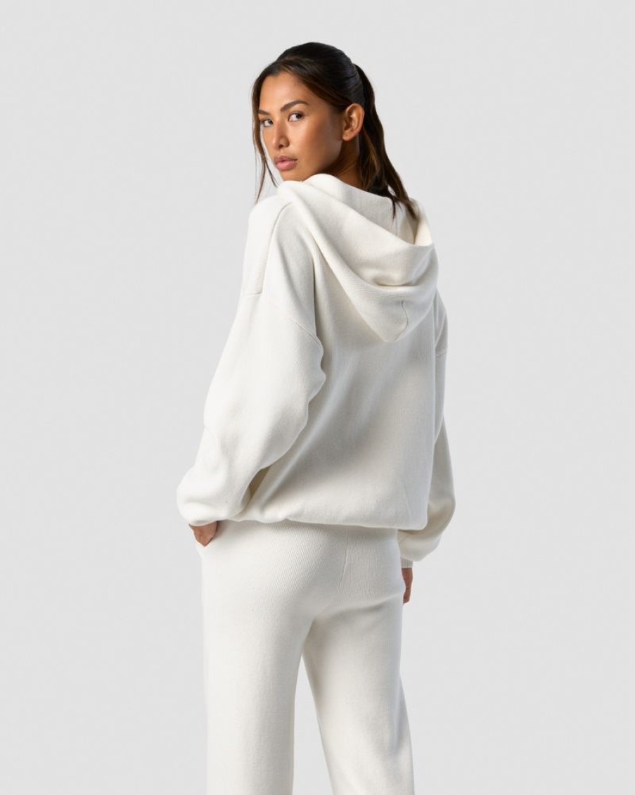 Naiset ICIW Pitkahihaiset Paidat | Soft Knit Oversized Hoodie White