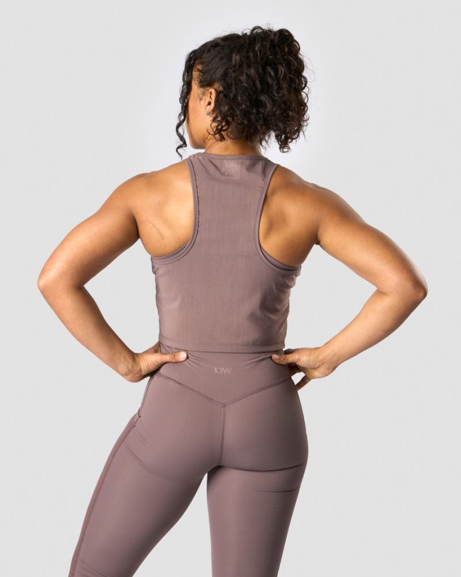 Naiset ICIW Topit | Revive Mesh Cropped Tank Top Wmn Dusty Brown