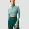 Naiset ICIW Seamless | Define Cropped 1/4 Zip Mineral Green