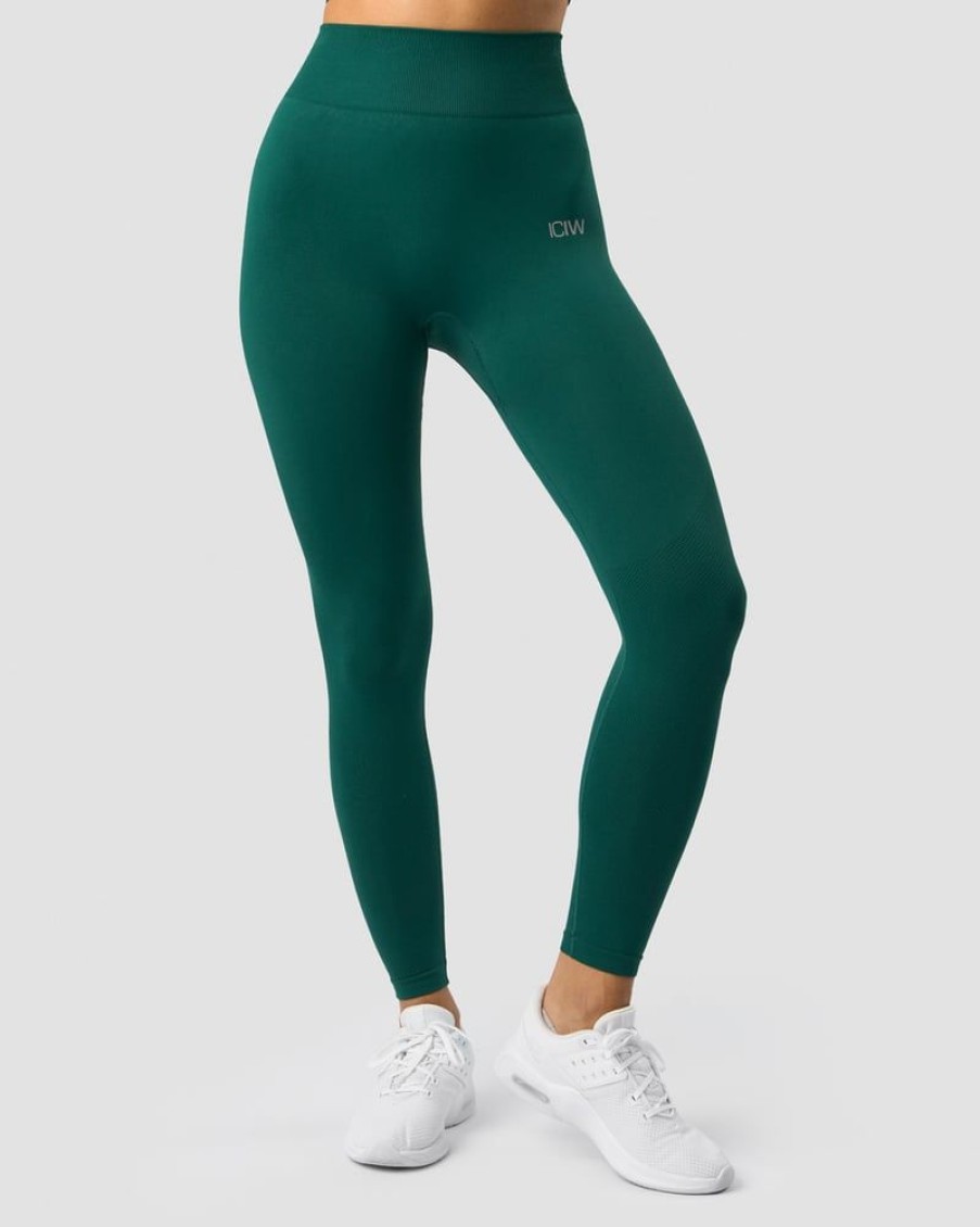 Naiset ICIW Trikoot & Leggingsit | Define Seamless Tights Dark Green