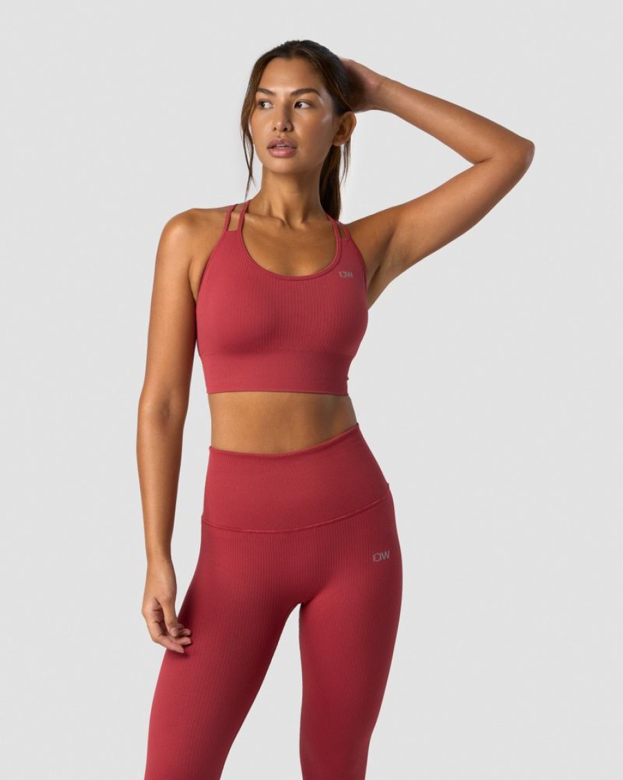 Naiset ICIW Urheiluliivit | Ribbed Define Seamless Sports Bra Autumn Red