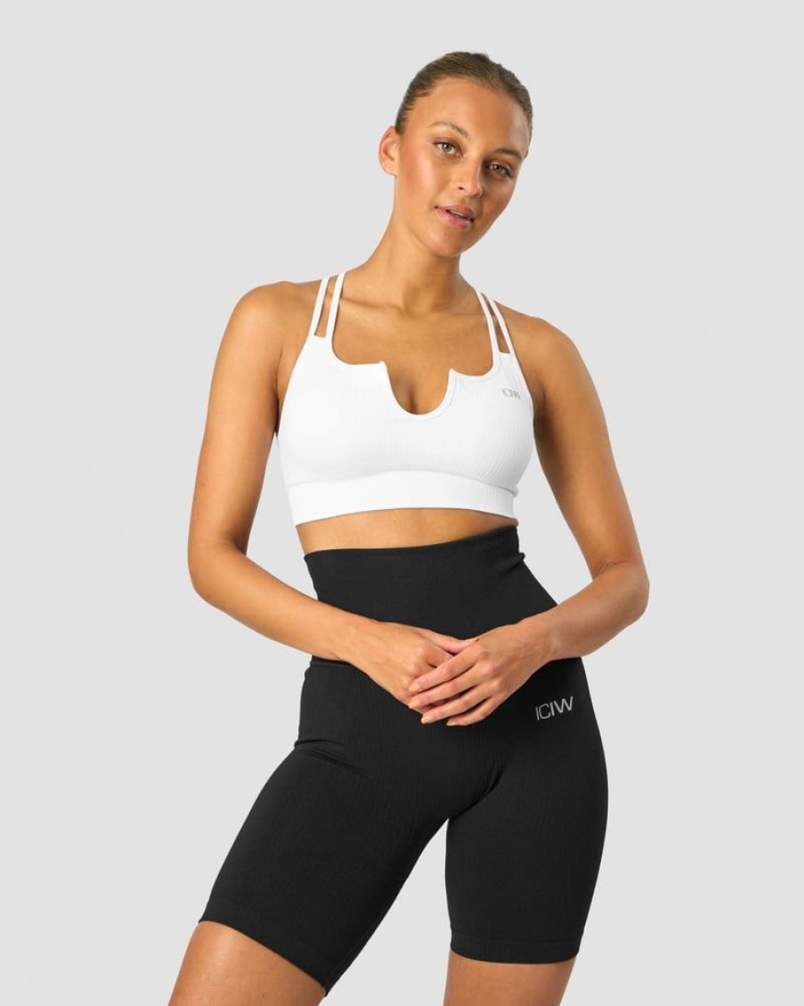 Naiset ICIW Urheiluliivit | Ribbed Define Seamless Strappy Bra White