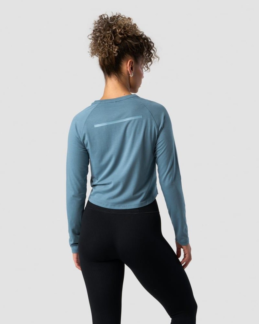 Naiset ICIW Pitkahihaiset Paidat | Stride Cropped Long Sleeve Wmn Steel Blue