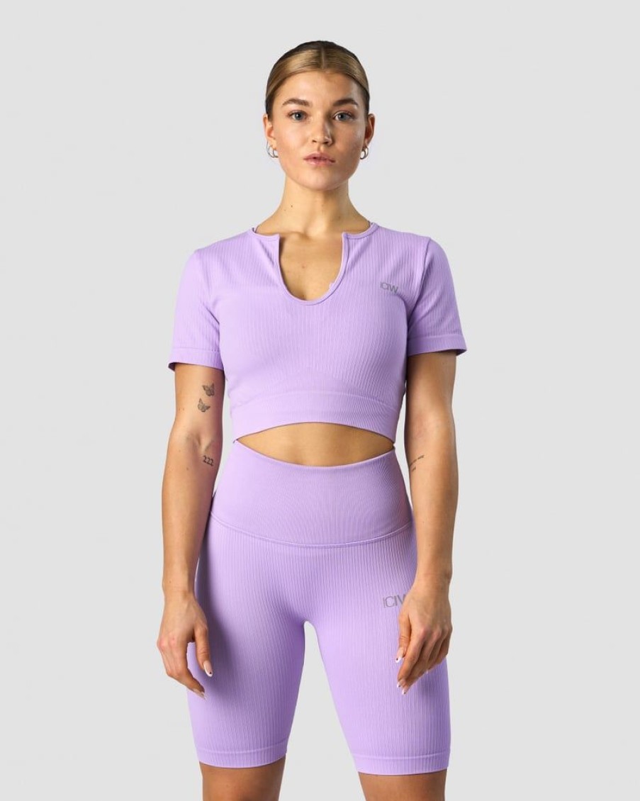 Naiset ICIW Seamless | Ribbed Define Seamless Cropped T-Shirt Lavender