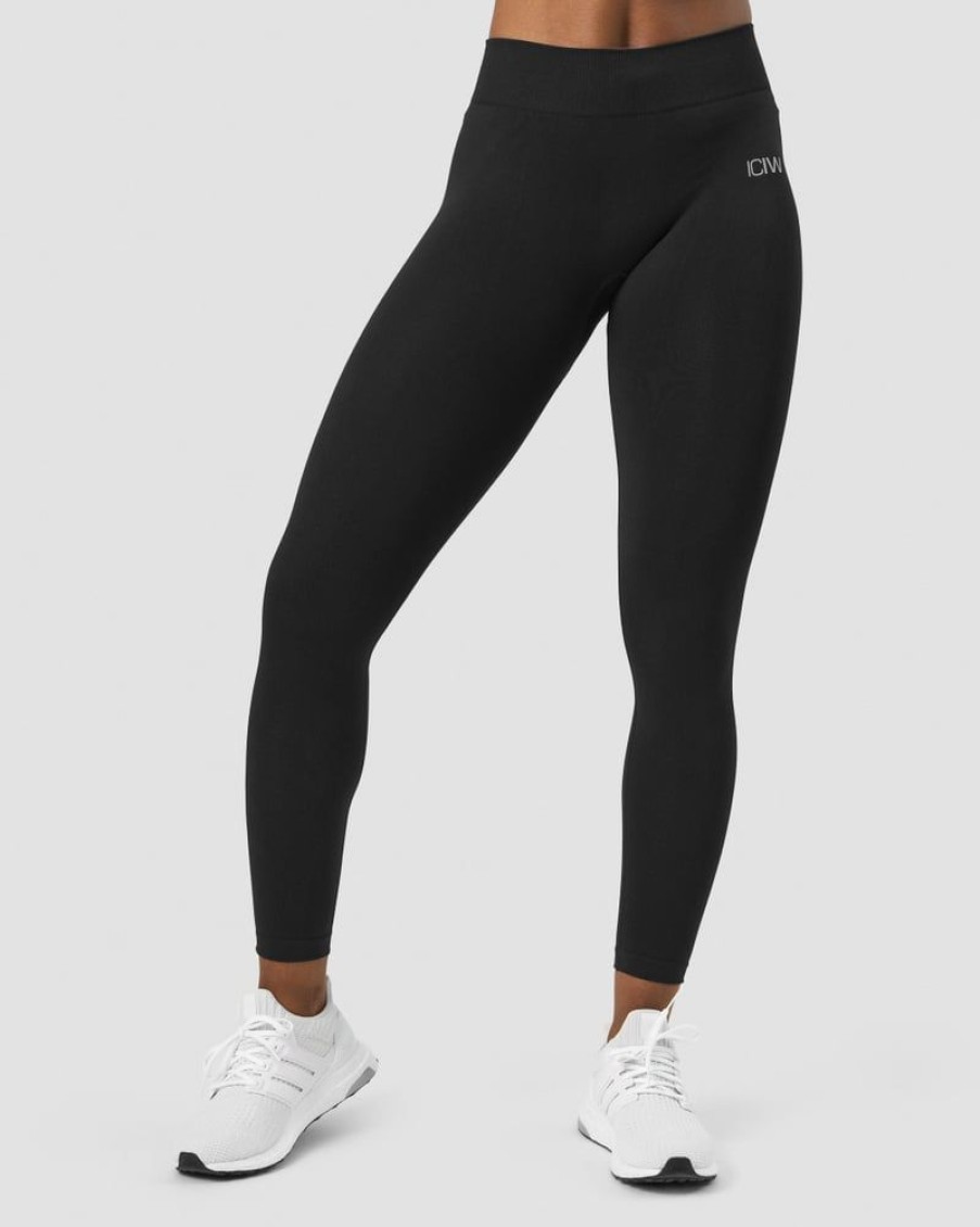 Naiset ICIW Trikoot & Leggingsit | Define Seamless Tights Mid Waist Black