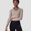 Naiset ICIW Pitkahihaiset Paidat | Define Cropped 1/4 Zip Taupe