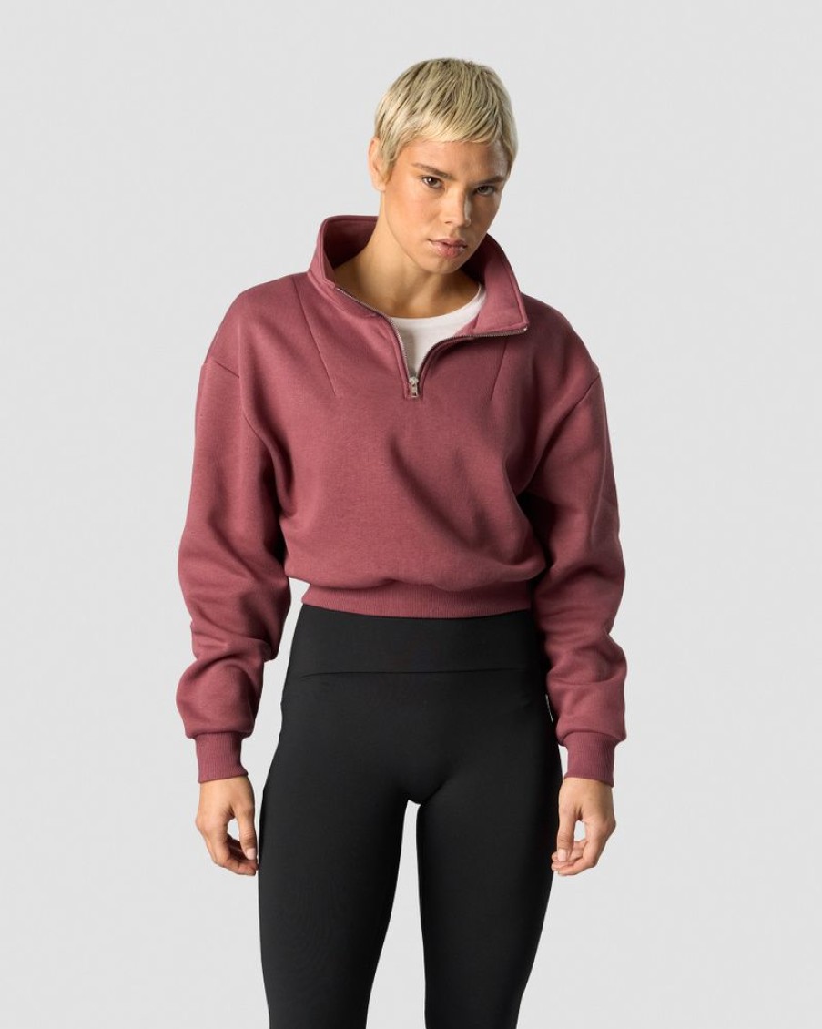 Naiset ICIW Pitkahihaiset Paidat | Nimble Cropped 1/4 Zip Wild Berry