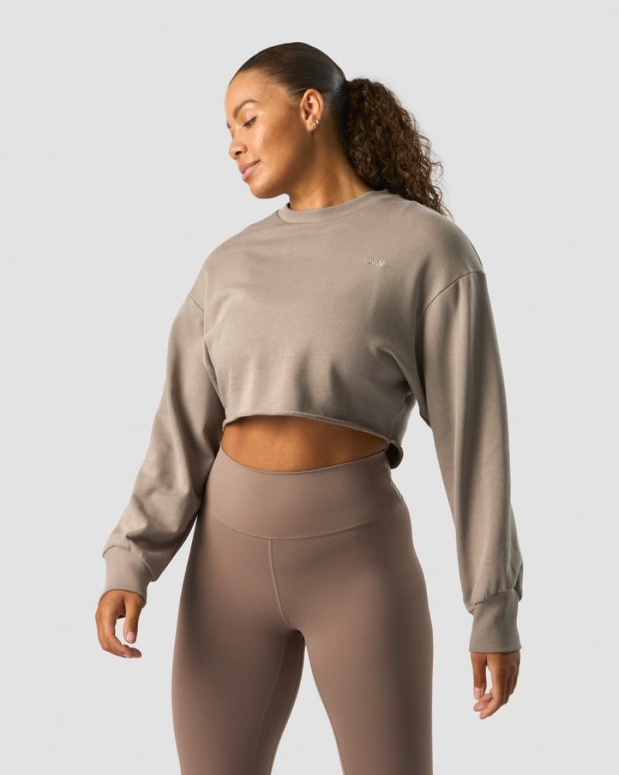 Naiset ICIW Pitkahihaiset Paidat | Nimble Cropped Crewneck Greige