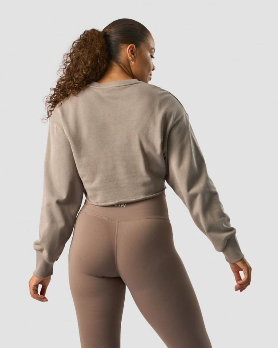 Naiset ICIW Pitkahihaiset Paidat | Nimble Cropped Crewneck Greige