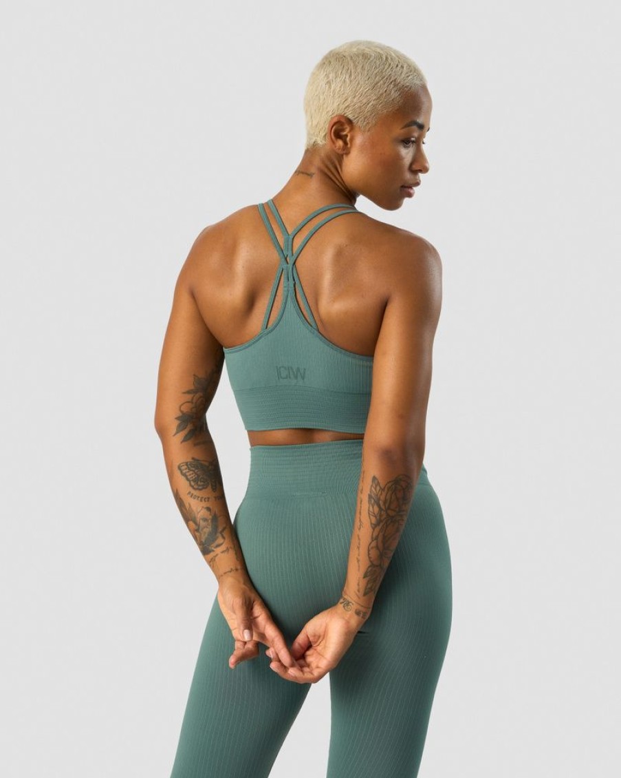 Naiset ICIW Urheiluliivit | Ribbed Define Seamless Sports Bra Sea Green