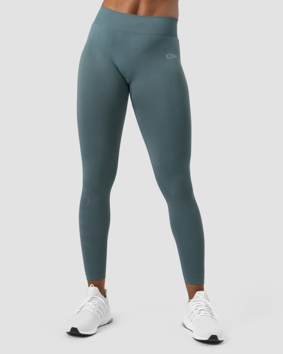Naiset ICIW Trikoot & Leggingsit | Define Seamless Tights Mid Waist Jungle Green