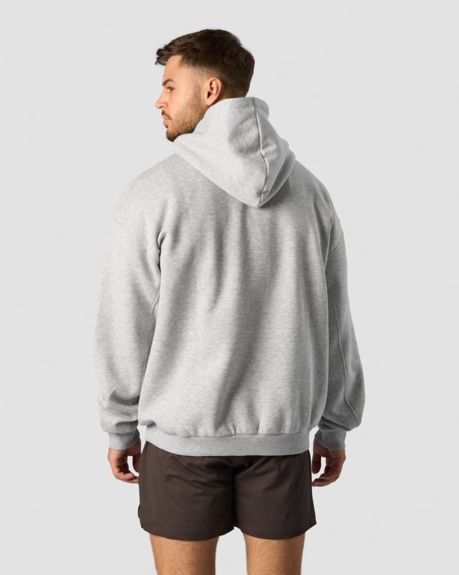Miehet ICIW Pitkahihaiset Paidat | Everyday Relaxed Hoodie Center Logo Men Light Grey Melange