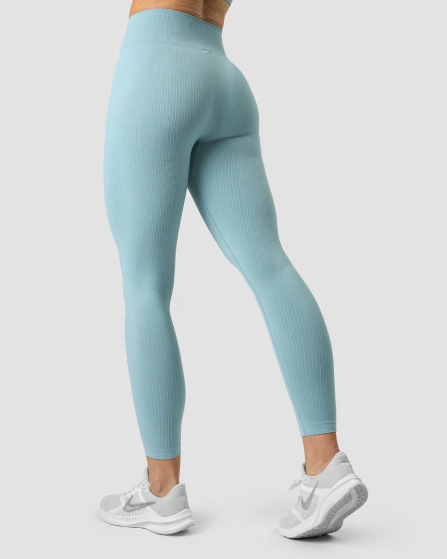 Naiset ICIW Trikoot & Leggingsit | Ribbed Define Seamless Tights Pale Blue