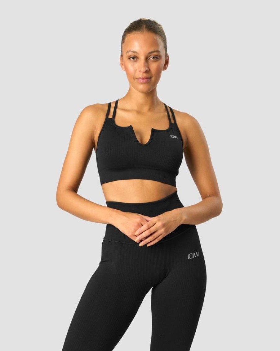 Naiset ICIW Urheiluliivit | Ribbed Define Seamless Strappy Bra Black