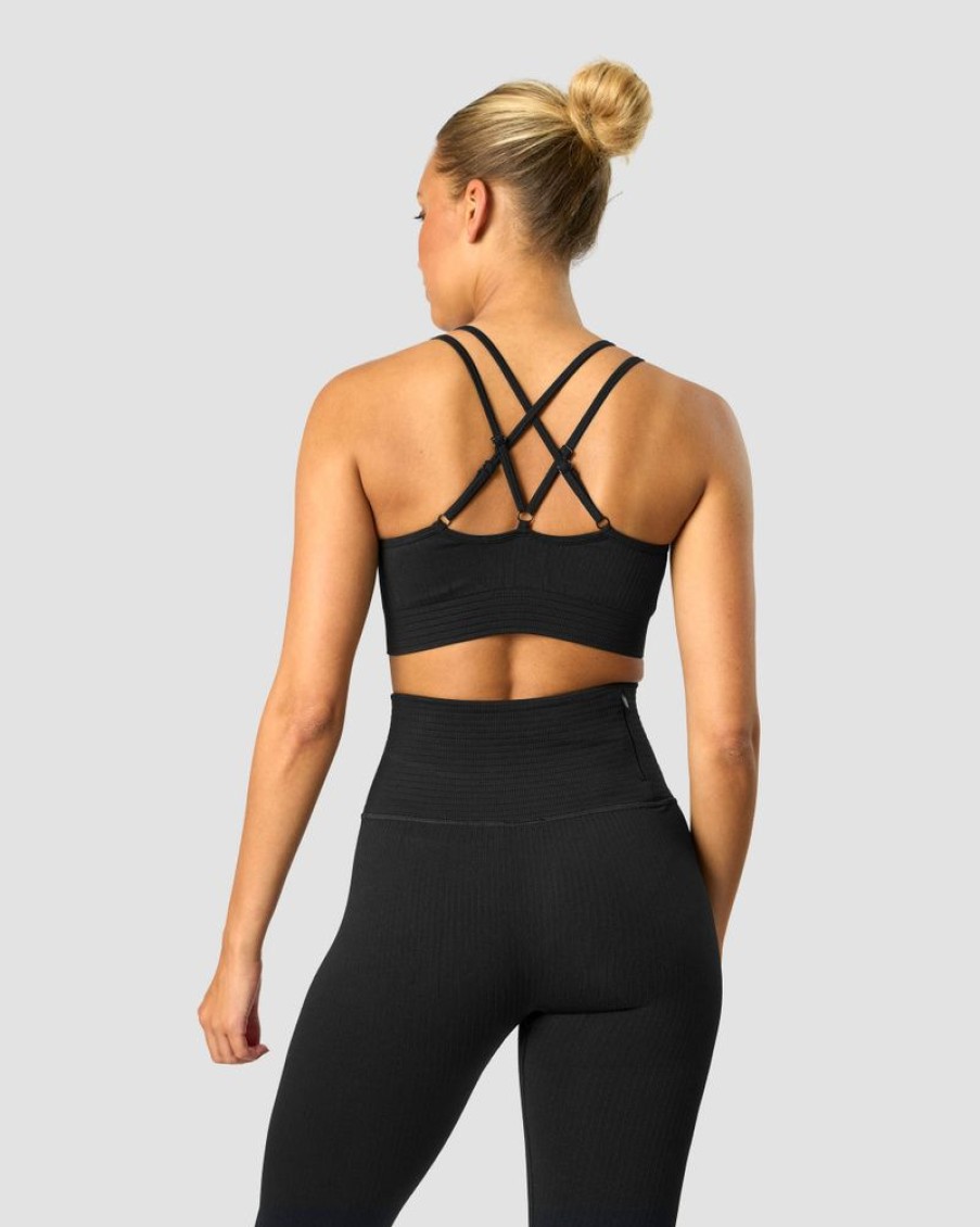 Naiset ICIW Urheiluliivit | Ribbed Define Seamless Strappy Bra Black