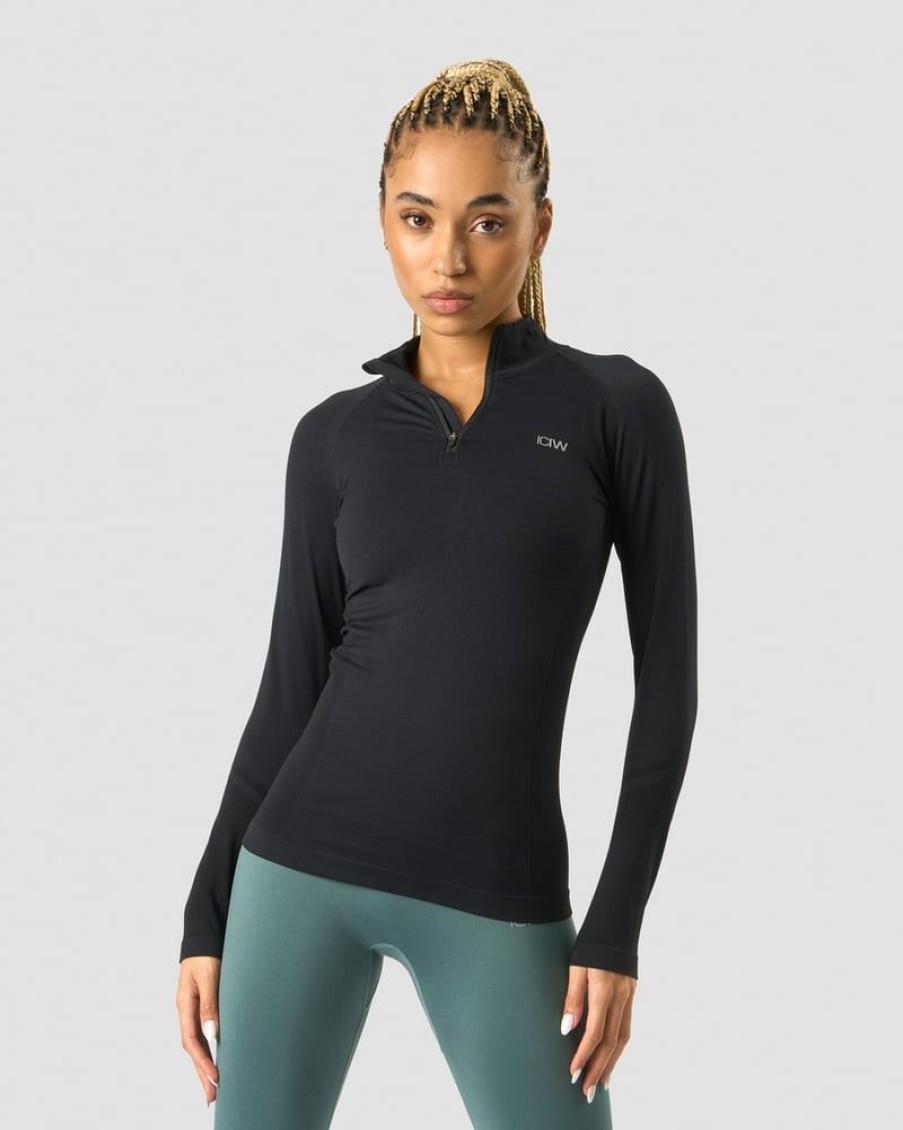 Naiset ICIW Seamless | Everyday Seamless 1/4 Zip Wmn Black