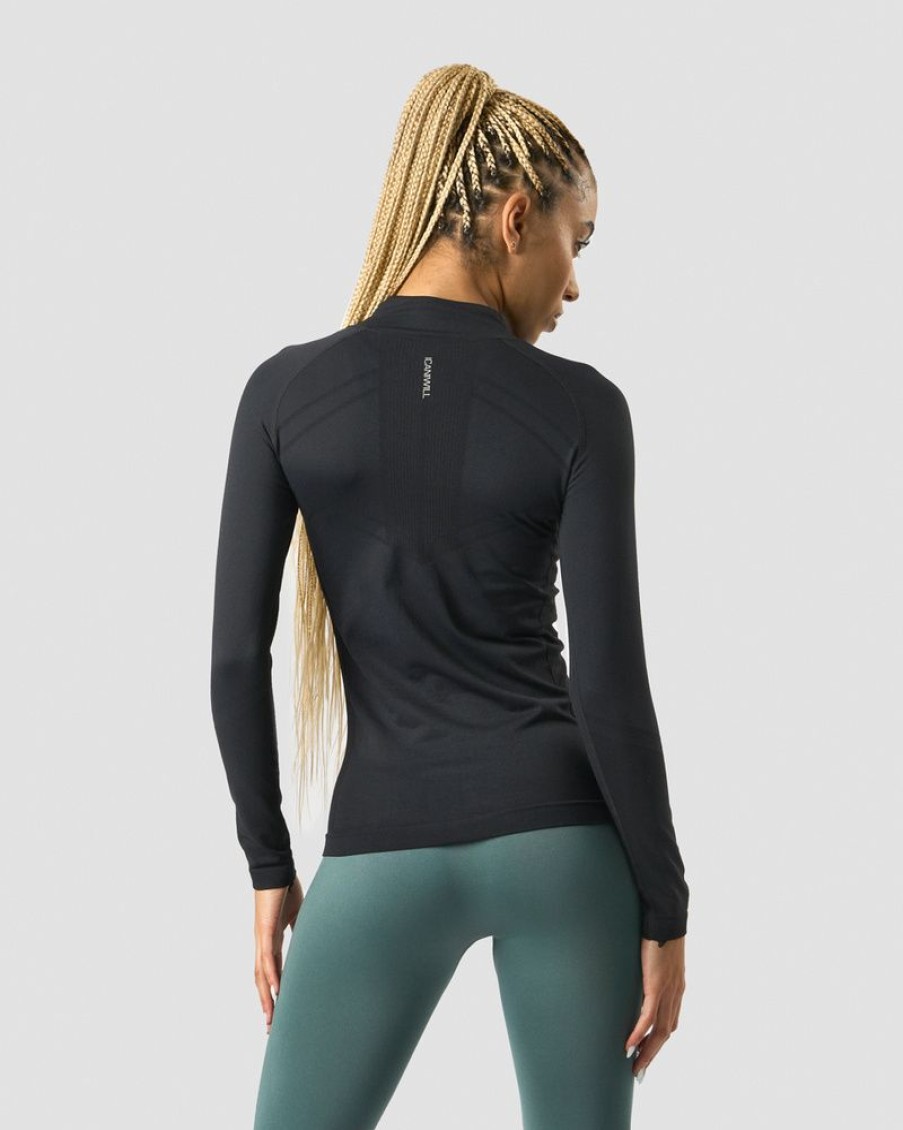 Naiset ICIW Seamless | Everyday Seamless 1/4 Zip Wmn Black