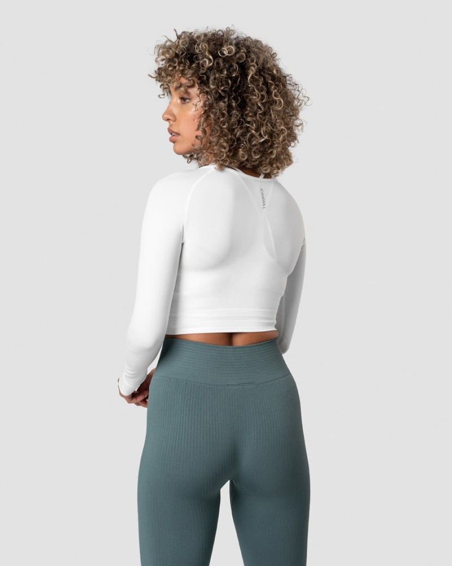 Naiset ICIW Seamless | Define Seamless Ls Crop Top White Wmn