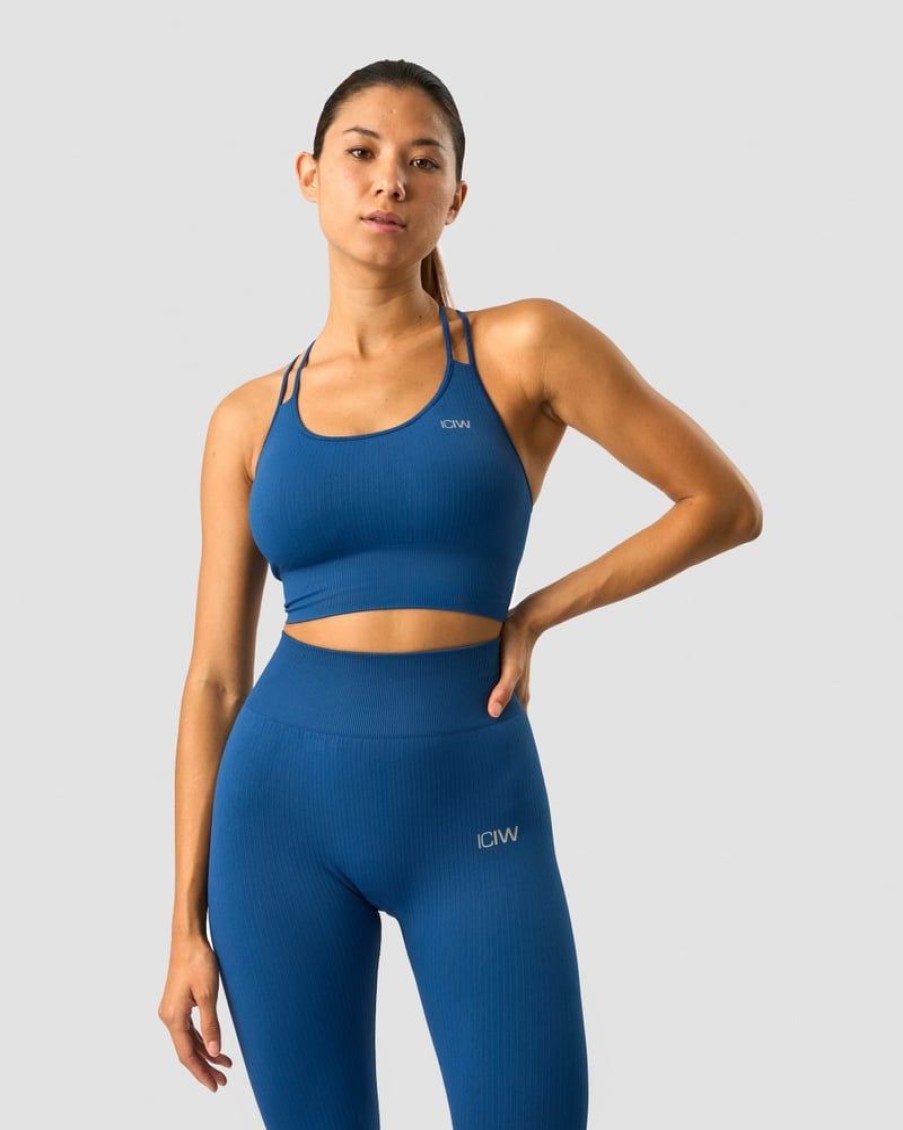 Naiset ICIW Urheiluliivit | Ribbed Define Seamless Sports Bra Dark Navy
