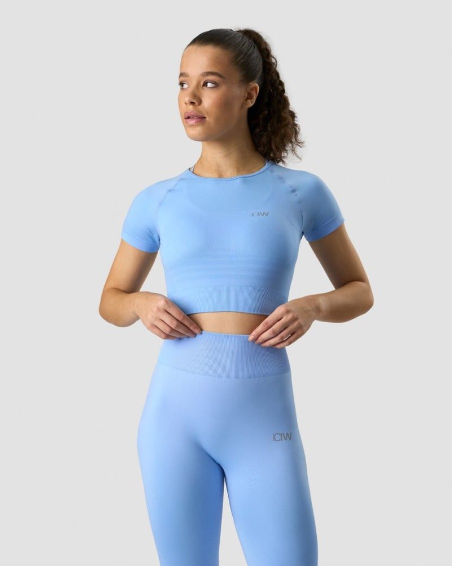 Naiset ICIW Seamless | Define Seamless Cropped T-Shirt Daisy Blue