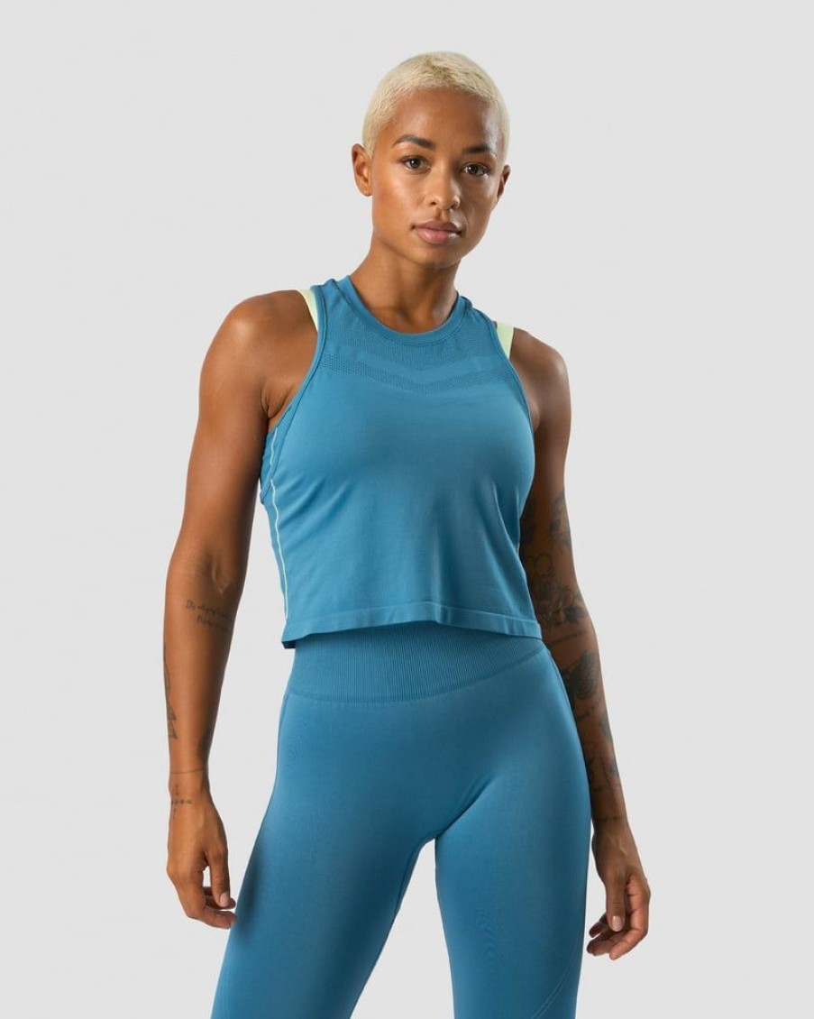 Naiset ICIW Seamless | Deluxe Seamless Cropped Tank Top Teal