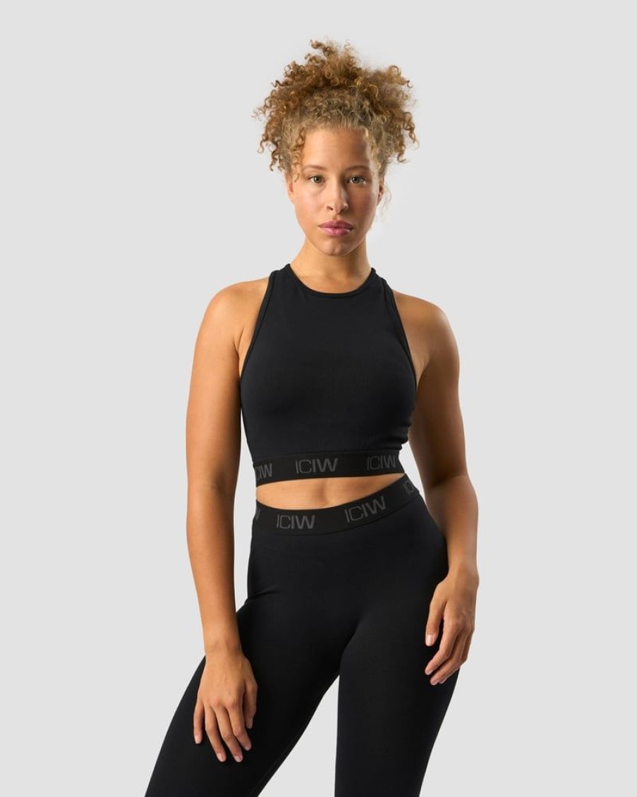 Naiset ICIW Seamless | Define Seamless Logo Cropped Tank Top Black