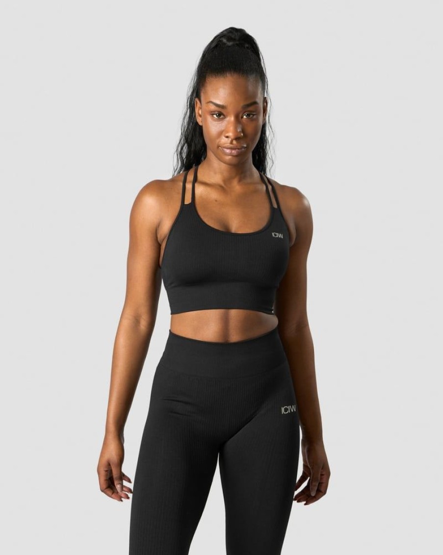 Naiset ICIW Urheiluliivit | Ribbed Define Seamless Sports Bra Black