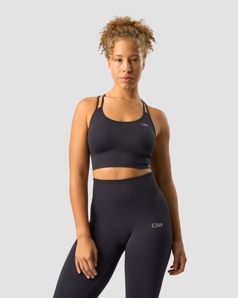 Naiset ICIW Urheiluliivit | Ribbed Define Seamless Sports Bra Dk Graphite