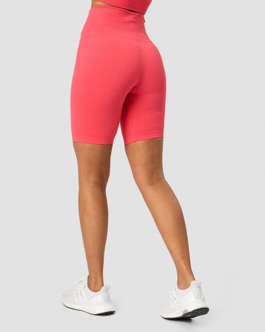 Naiset ICIW Seamless | Ribbed Define Seamless Pocket Biker Shorts Coral Red