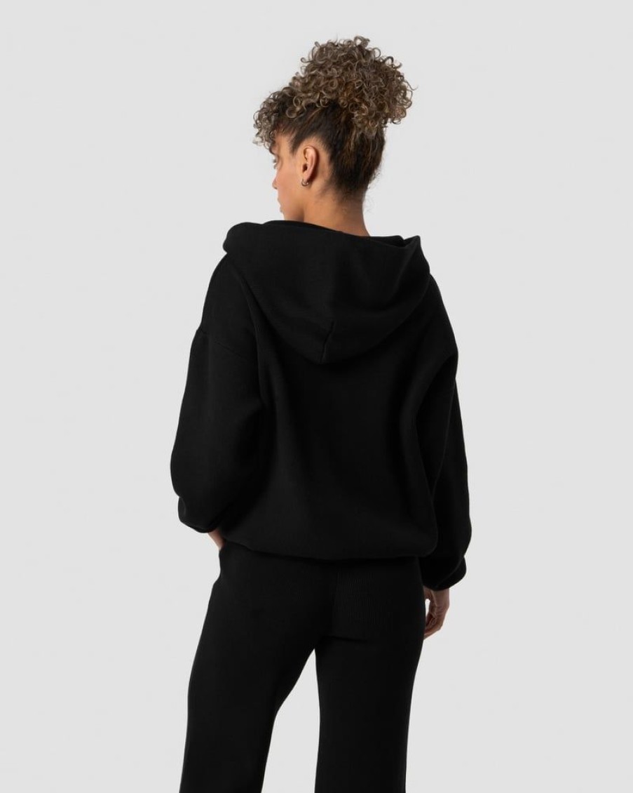 Naiset ICIW Pitkahihaiset Paidat | Soft Knit Oversized Hoodie Black