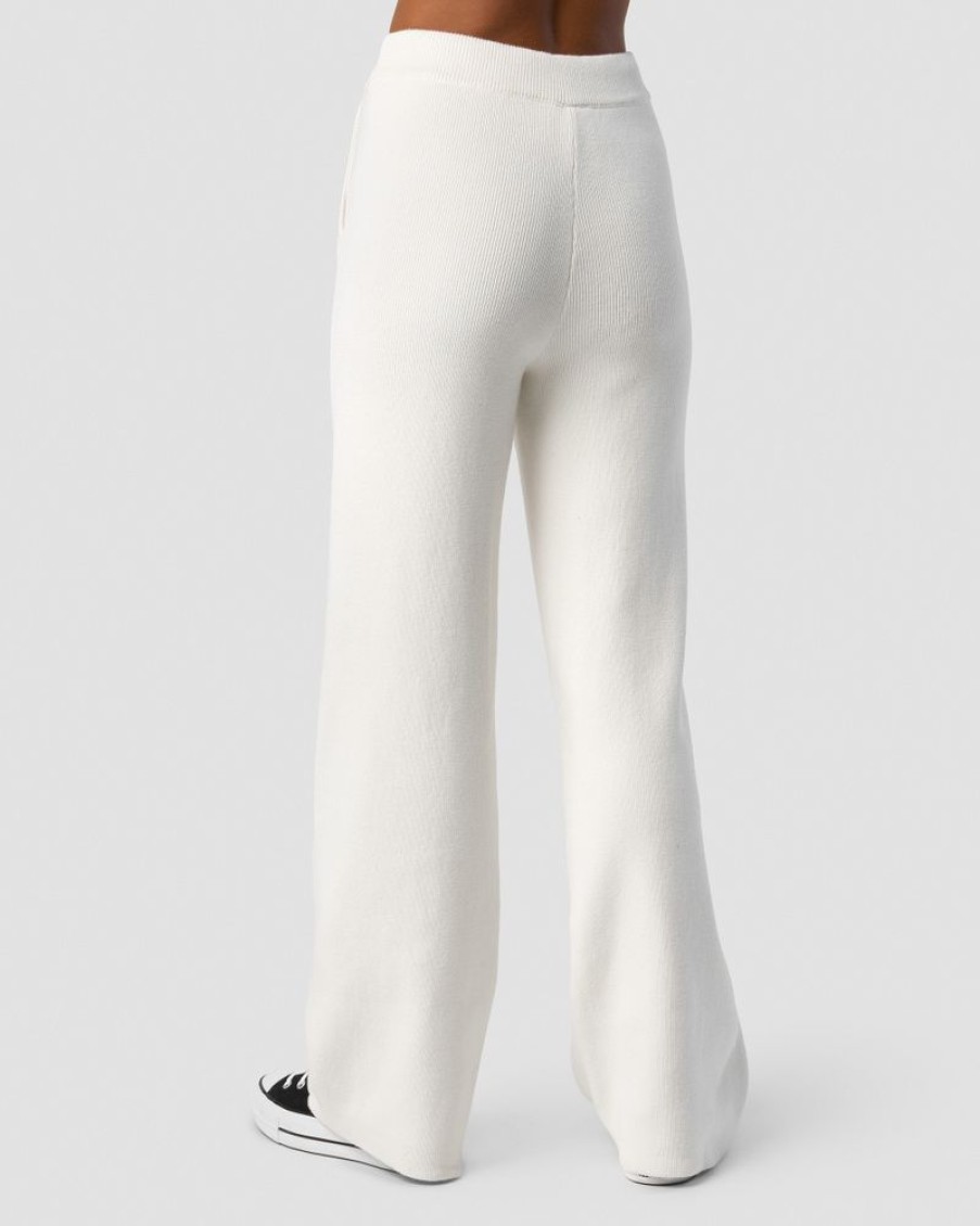 Naiset ICIW Housut | Soft Knit Oversized Pants White