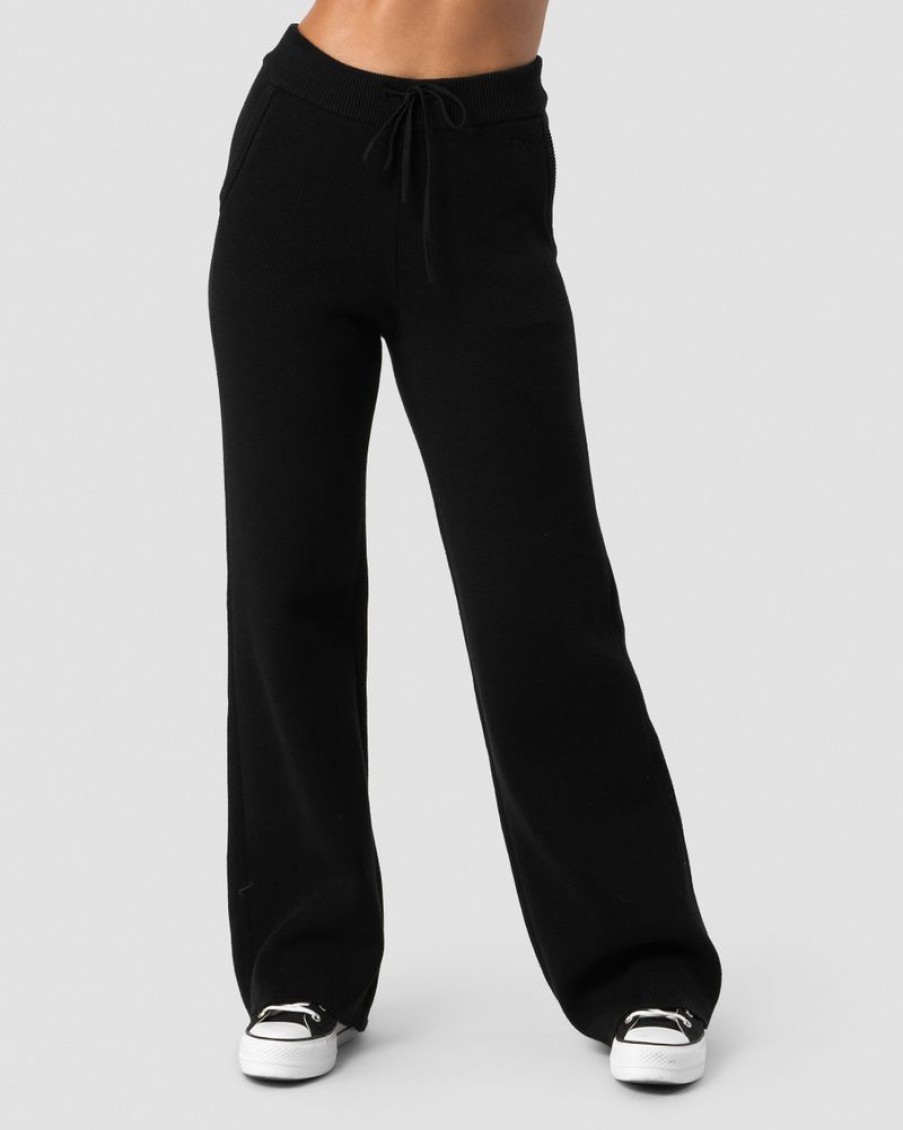 Naiset ICIW Housut | Soft Knit Oversized Pants Black