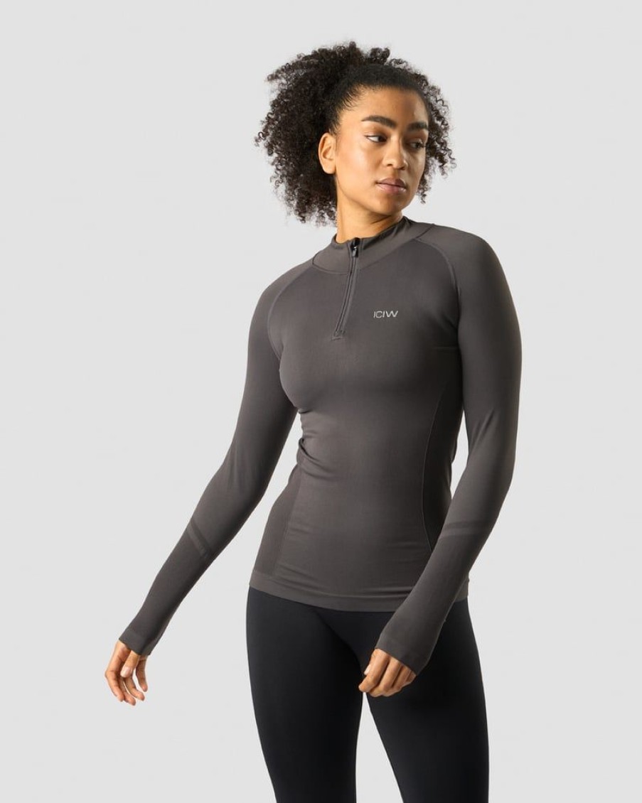 Naiset ICIW Seamless | Everyday Seamless 1/4 Zip Wmn Graphite