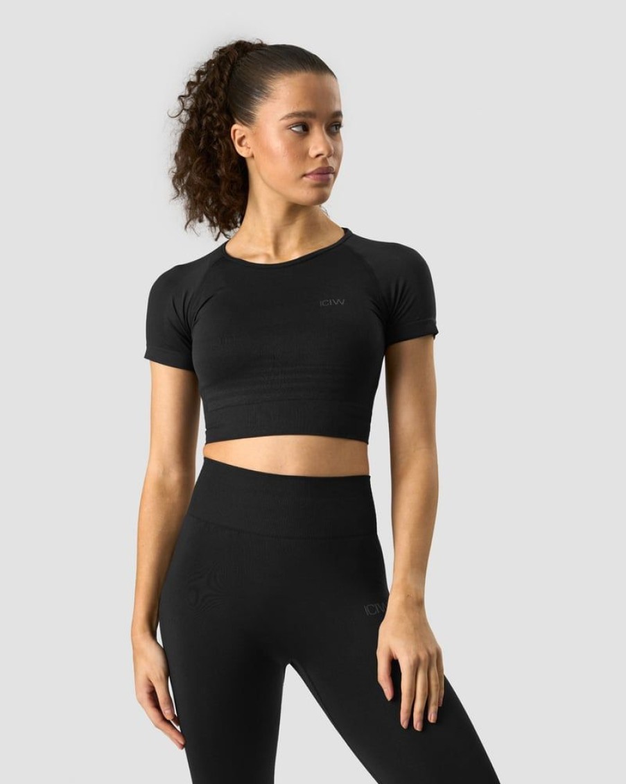 Naiset ICIW Seamless | Define Seamless Cropped T-Shirt Black/Black