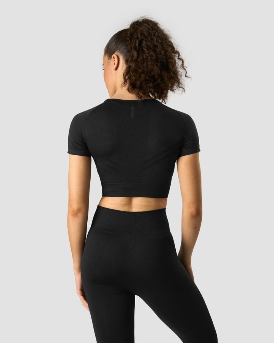 Naiset ICIW Seamless | Define Seamless Cropped T-Shirt Black/Black